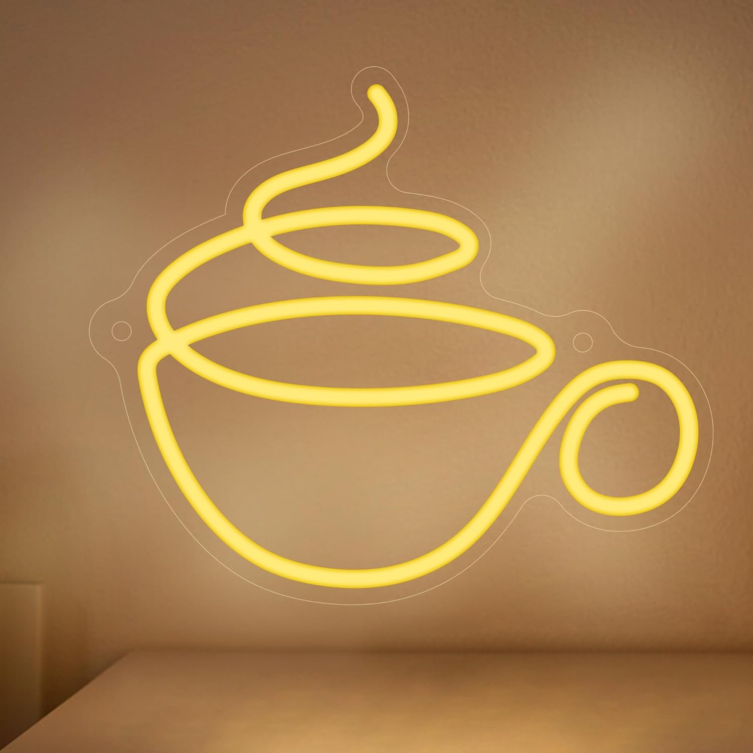 Commercial Kitchen Walls - Steaming Coffee Cup Neon Sign LED