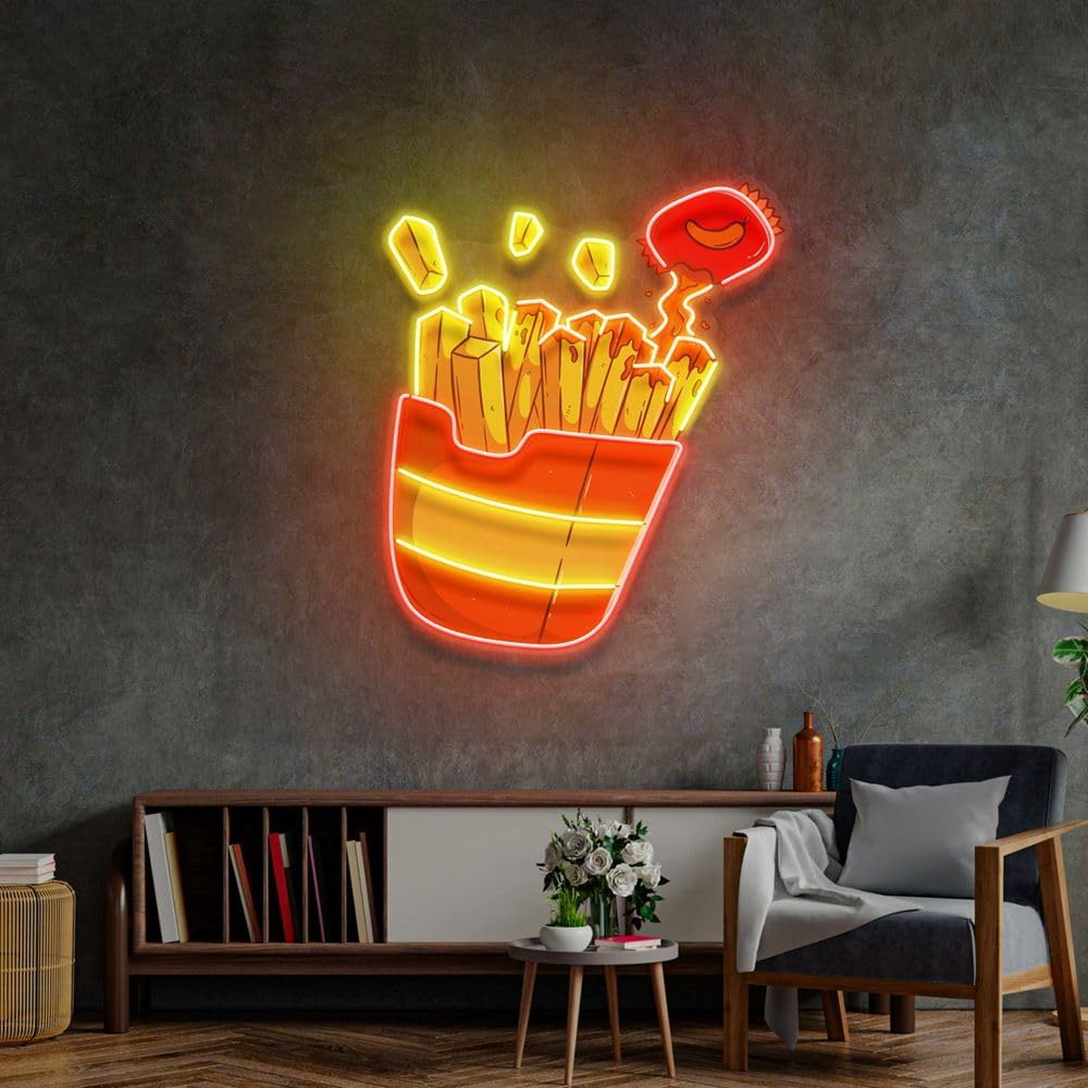 Commercial Kitchen Walls - Custom French Fries Neon Sign For
