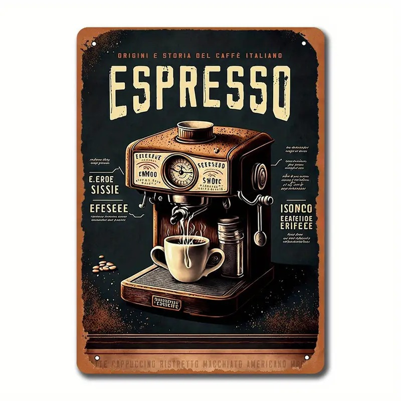 Commercial Espresso Machine - Retro Metal Sign - 