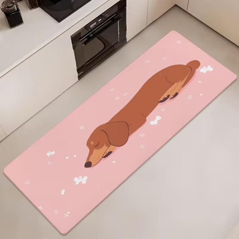Commercial Kitchen Background - Cute Sleeping Dachshund Long Kitchen Rug