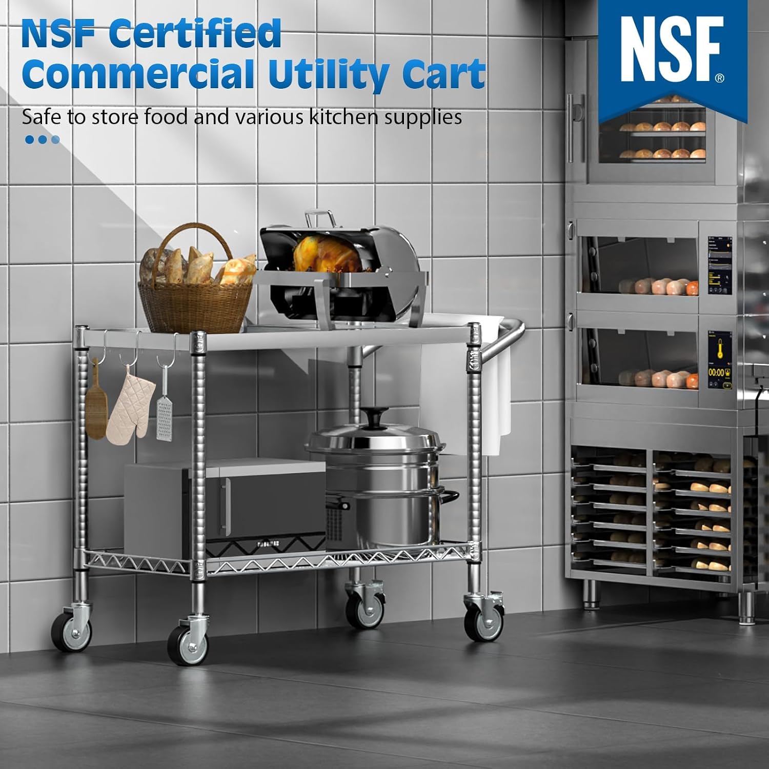 2-Tier Silver Metal Rolling Ut - Commercial Kitchen Warehouse 评论和价格