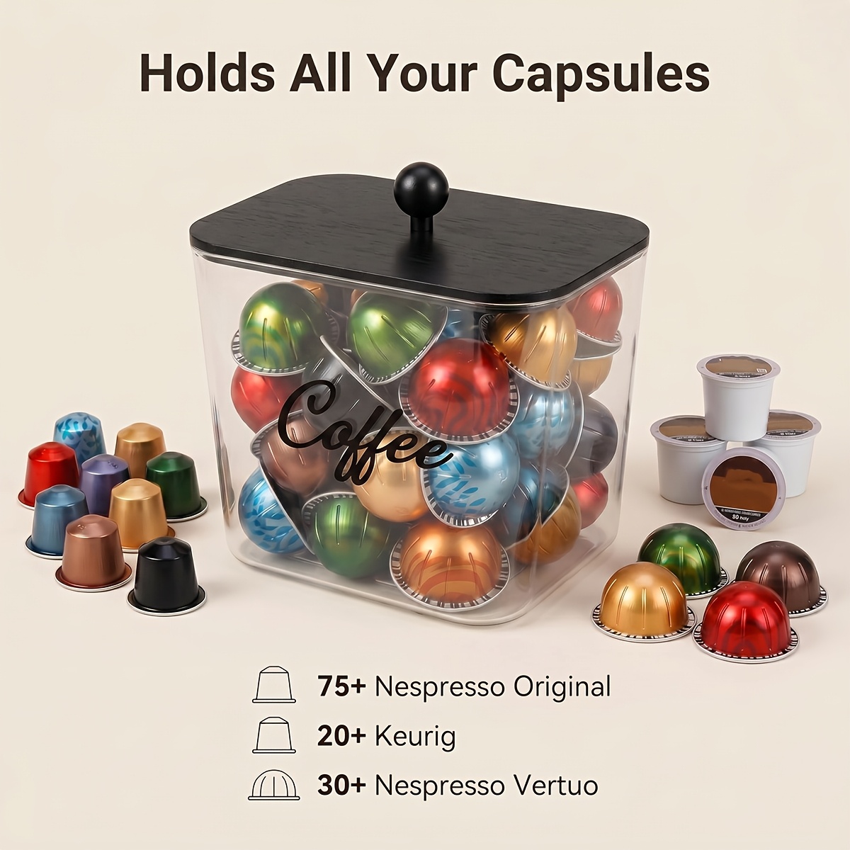 Coffee Pod Holder with Lids Pl - Commercial Kitchen Utensil Organizer 评论和价格