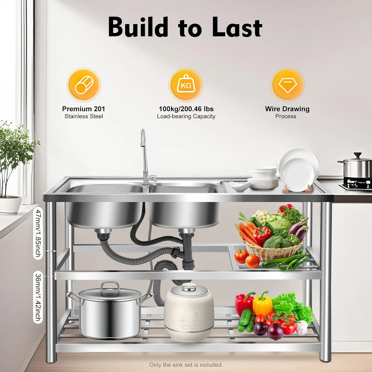 Kitchen Freestanding Prep Sink - Commercial Kitchen Worktops 评论和价格