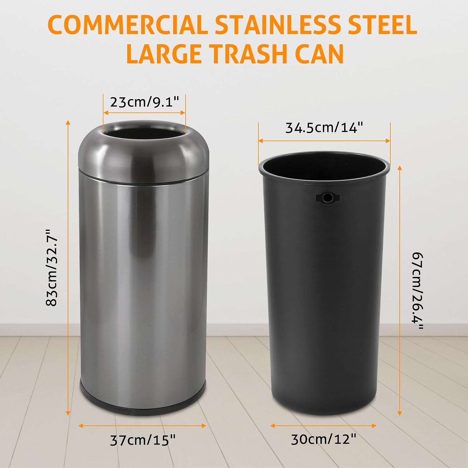 Dark‑Silver 16 Gallon Large Co - Commercial Kitchen Garbage Can 评论和价格