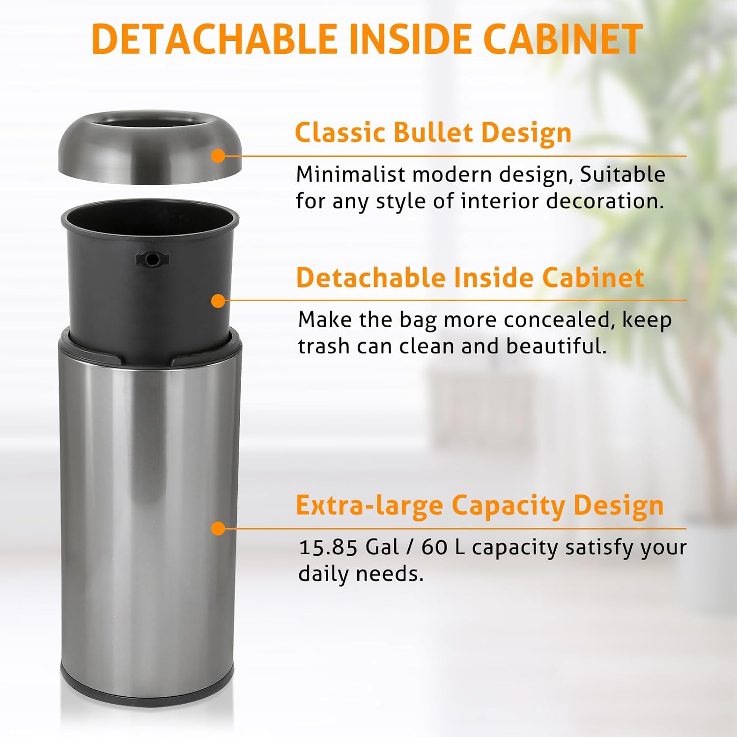 Dark‑Silver 16 Gallon Large Co - Commercial Kitchen Garbage Can 评论和价格
