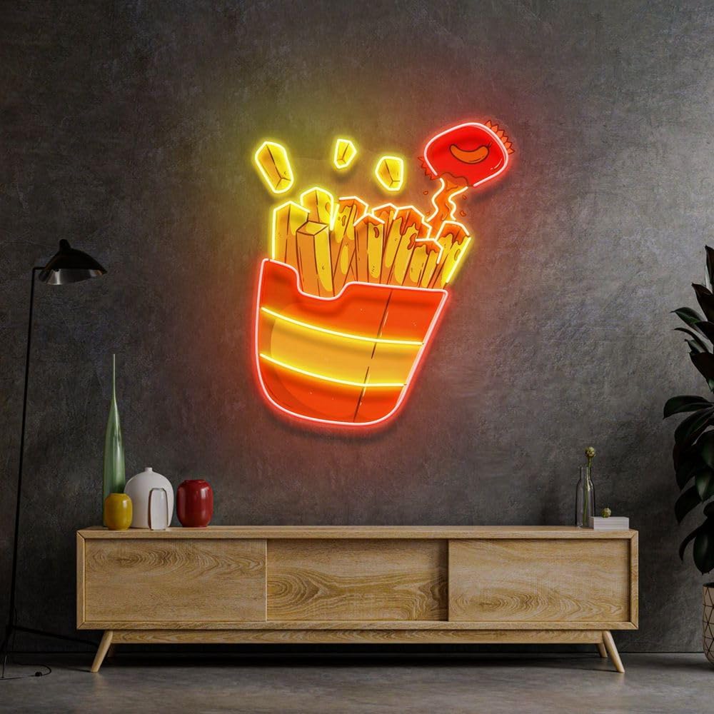 Custom French Fries Neon Sign  - Commercial Kitchen Walls 评论和价格