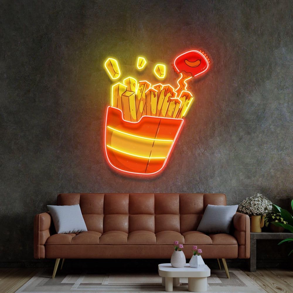 Custom French Fries Neon Sign  - Commercial Kitchen Walls 评论和价格