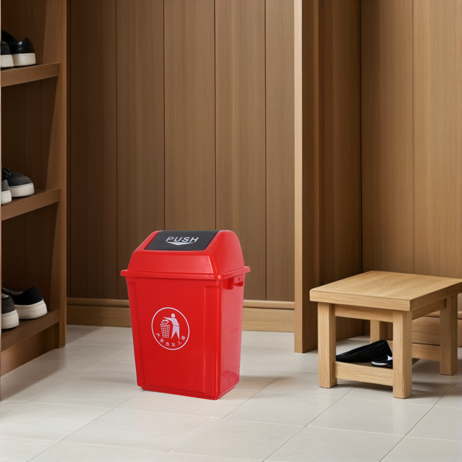 Swing Top Trash Can Red Plasti - Commercial Kitchen Garbage Can 评论和价格